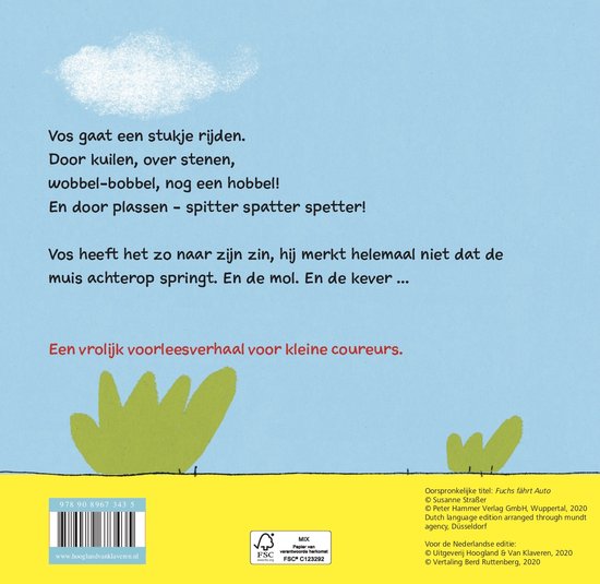Een vrolijk voorleesverhaal voor kleine coureurs met tekst 'Vos gaat een stukje rijden'.