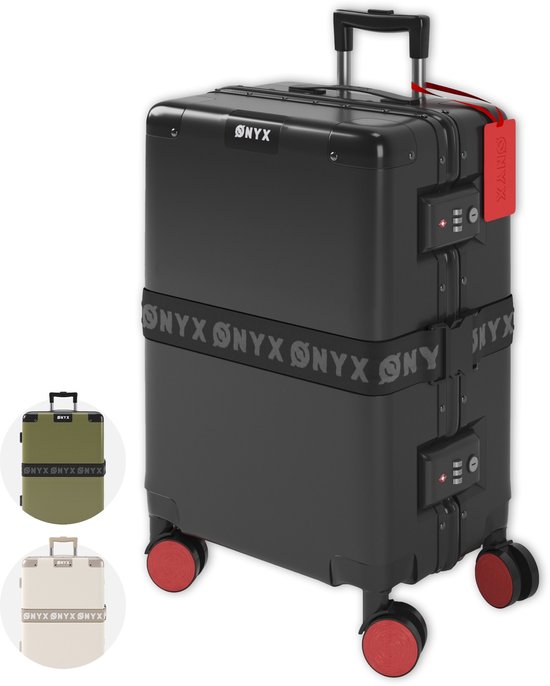 ONYX Handbagage Koffer 33 Liter - Reiskoffer met TSA slot - Spinner wielen - Lichtgewicht Trolley - Aluminium sluiting - Zwart
