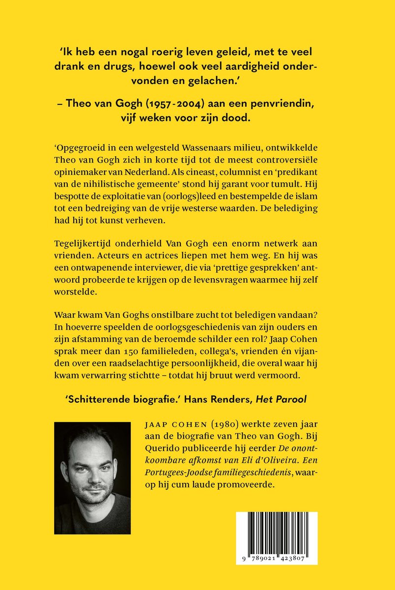 Foto van Jaap Cohen, met de tekst 'JAAP COHEN (1957-2004) aan een penvriendin, vijf weken voor zijn dood.' en biografie.