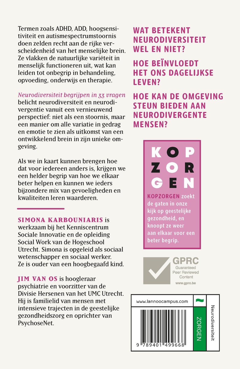 Kopzorgen - Neurodiversiteit begrijpen - back cover