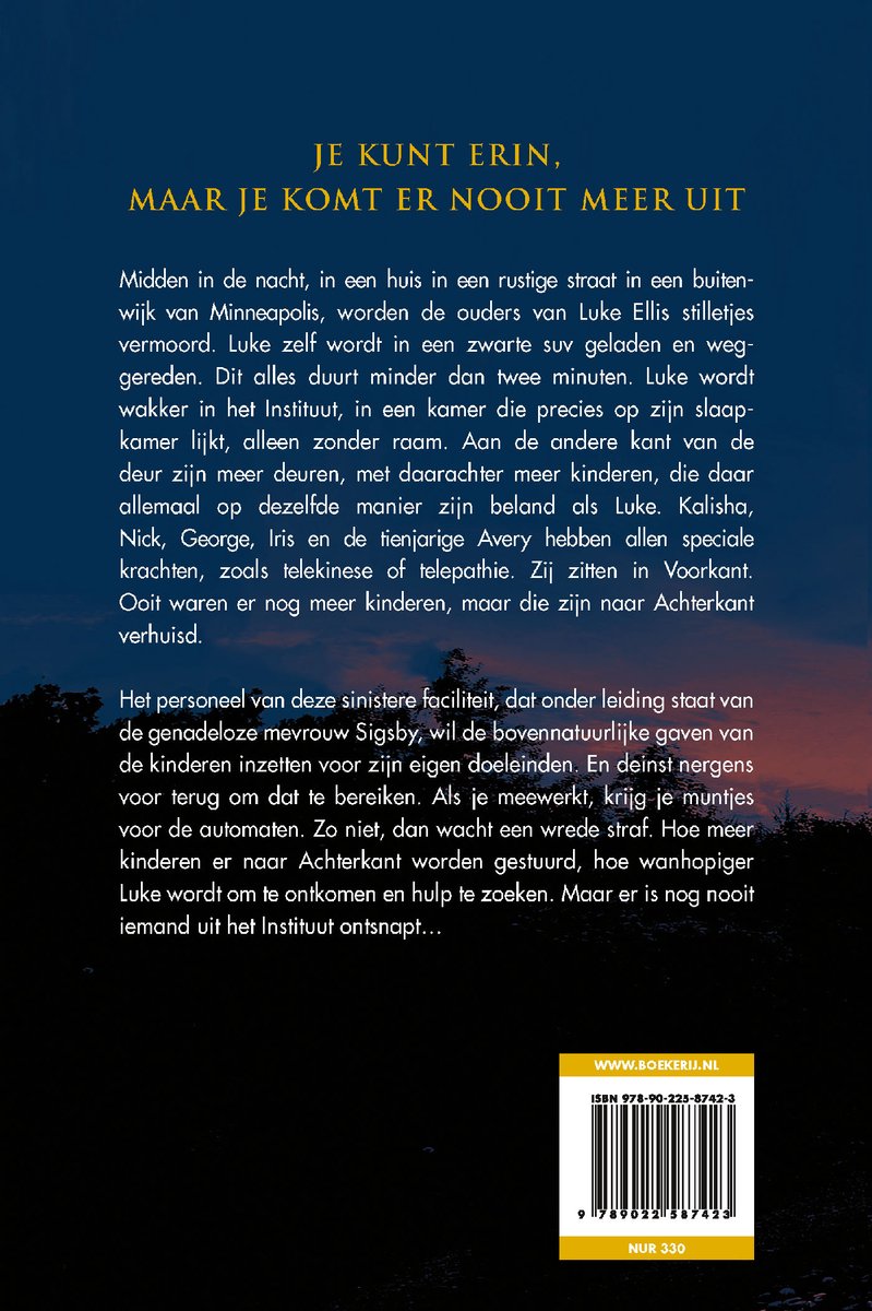Het Instituut - back cover