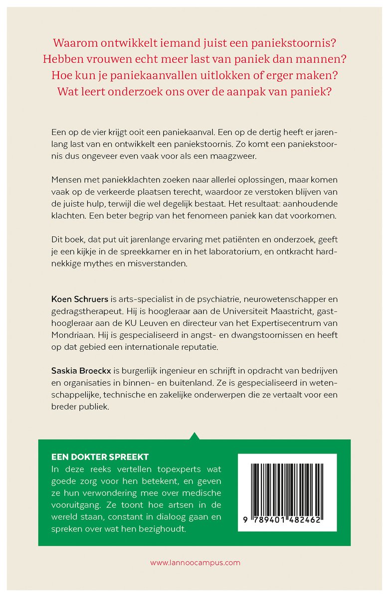 Een dokter spreekt. Paniek - back cover