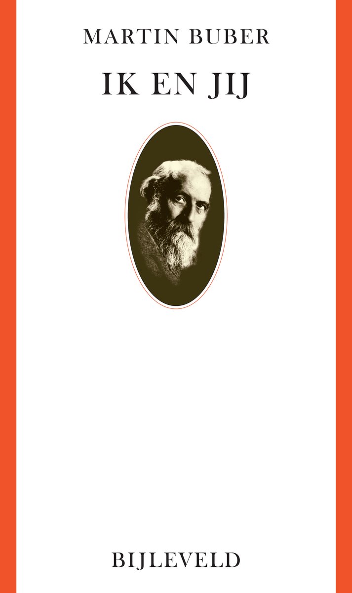 Boekcover 'Ik en Jij' van Martin Buber met portretfoto.