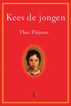 Boekomslag van 'Kees de jongen' door Theo Thijssen, met een rode achtergrond en een portret van een jongen.