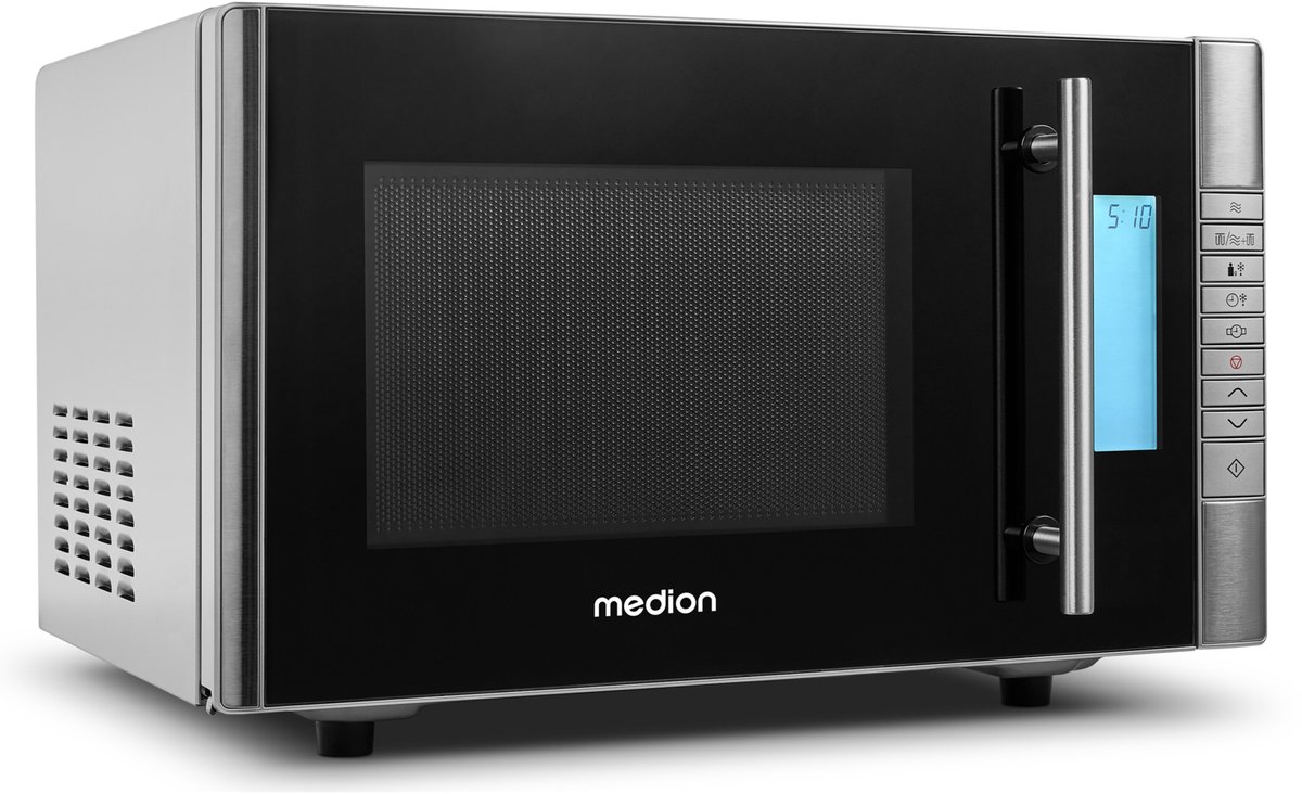 Micro-ondes MEDION 20L Avec Gril 1000W - 9 Programmes Auto, 5 Niveaux Puissance, Plateau Tournant
