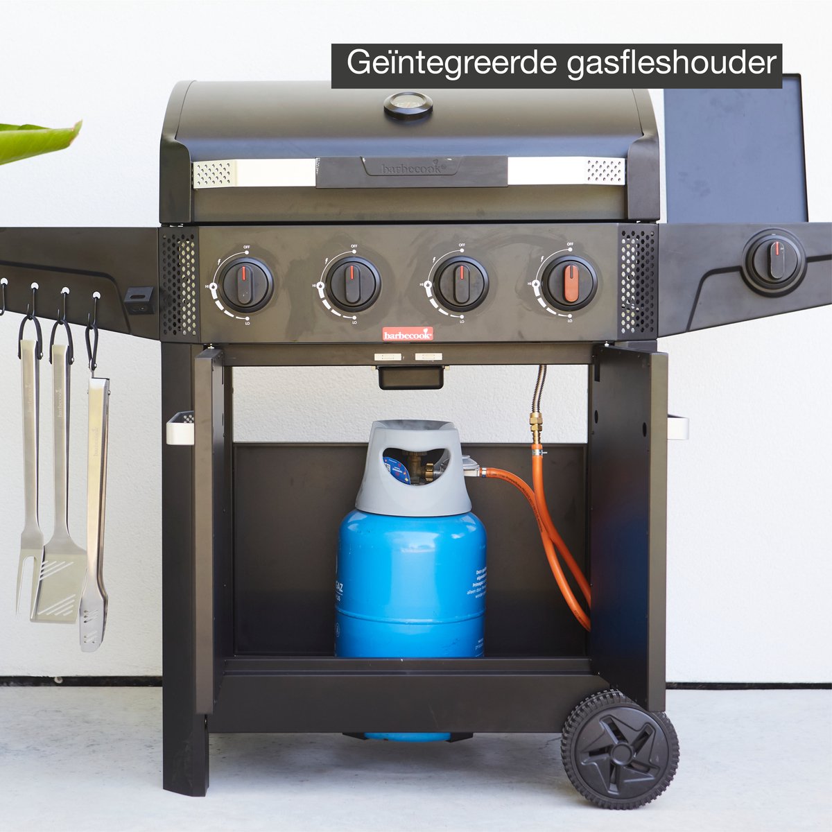 Barbecook Luca 412 - Gas Barbecue, Cabinet, Side Burner - Black