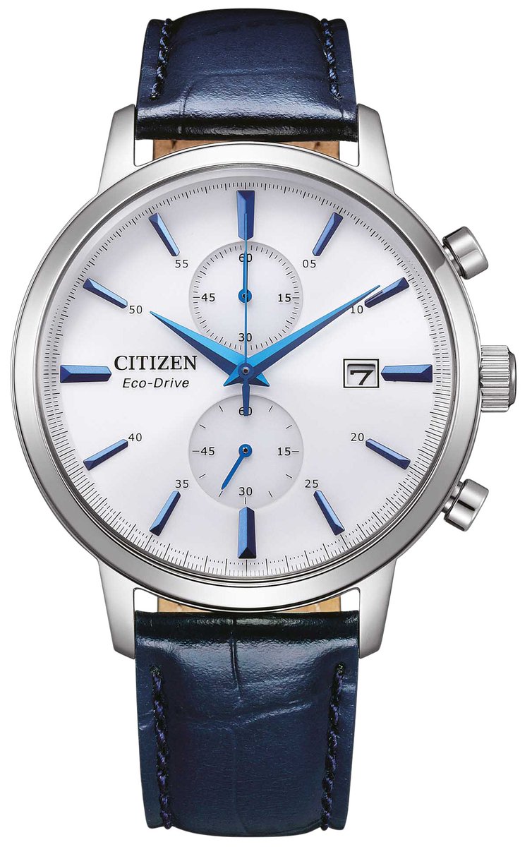 Citizen CA7069-16A Horloge - Leer - Blauw - Ø 41 mm