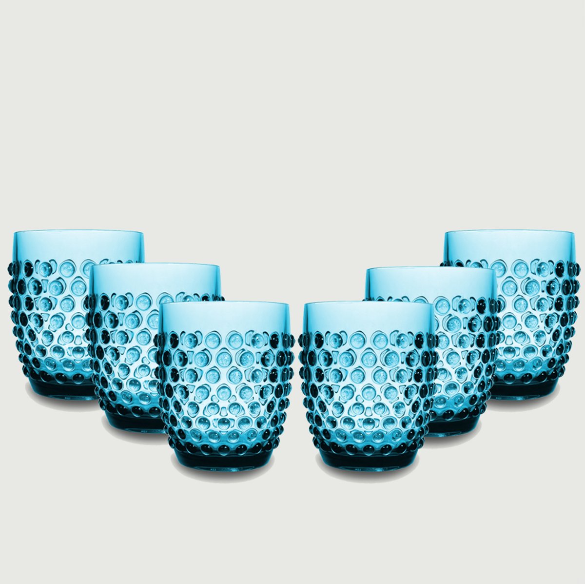 Arca Dotted Aqua- Acryl Drinkbeker 350ml - Set van 6 - lichtblauw- duurzaam, lichtgewicht, onbreekbaar, ideaal voor in de tuin, picknick, speelse look