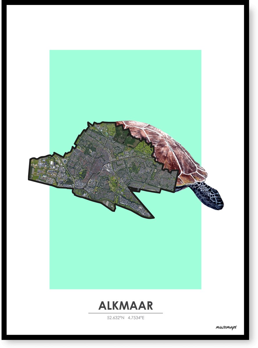 Poster Alkmaar - Handgemaakte stadskaart - Pop-Art Design - B2 (50 x 70 cm) - MuzeMaps