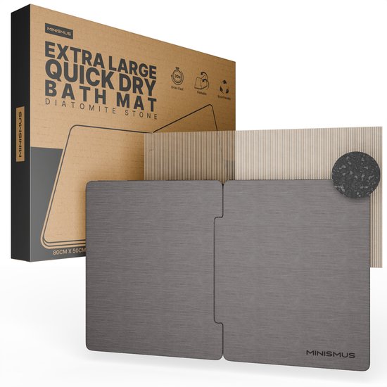 Zuzcher Badmat, antislip, absorberend, badkamermat, diatomiet, microvezel, zacht, sneldrogend, grijs, 40 × 60 cm, grijs