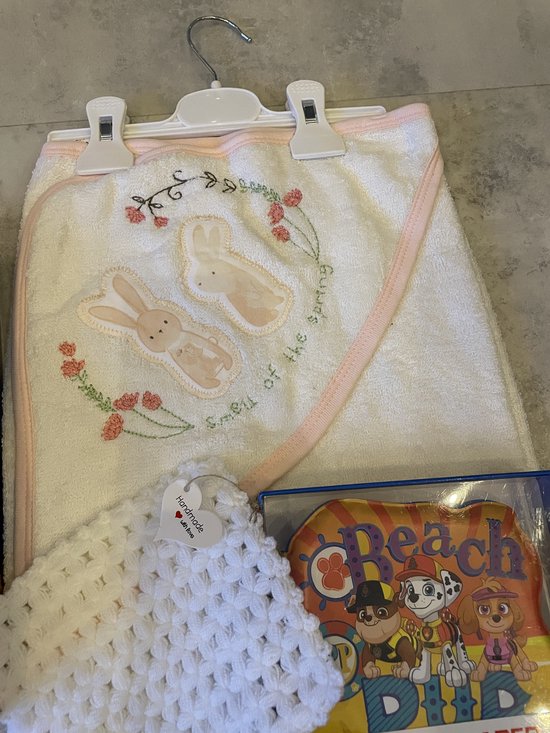 Maminobaby.nl geschenkset | gehaakte washandje | badcape | Paw Patrol bad stapelbekers | Paw Patrol badboekje | Babyshower | Kraamcadeau — afbeelding 5
