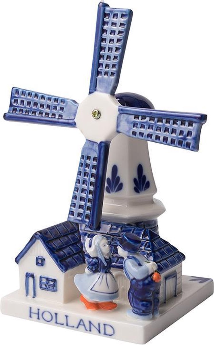 Decoratiebeeld Molen - Kissing couple - Delfts blauw