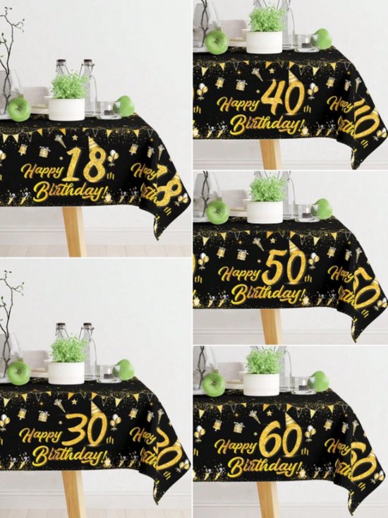 40e verjaardag decoraties voor mannen en vrouwen - zwart gouden ballonnen, Happy Birthday-banner, nummer 40 folieballonnen, gouden gordijn, pompons voor feest