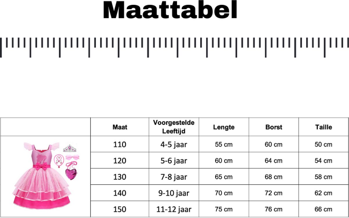 Joya Kids® Luxe Verkleedpop Prinsessenjurk voor kinderen | Verkleedjurk Meisje hard Roze Tule Rok | Halloween kostuum | Metallic Roze met Strik | Carnaval kleding | Verkleed kostuum Jurk | — afbeelding 17