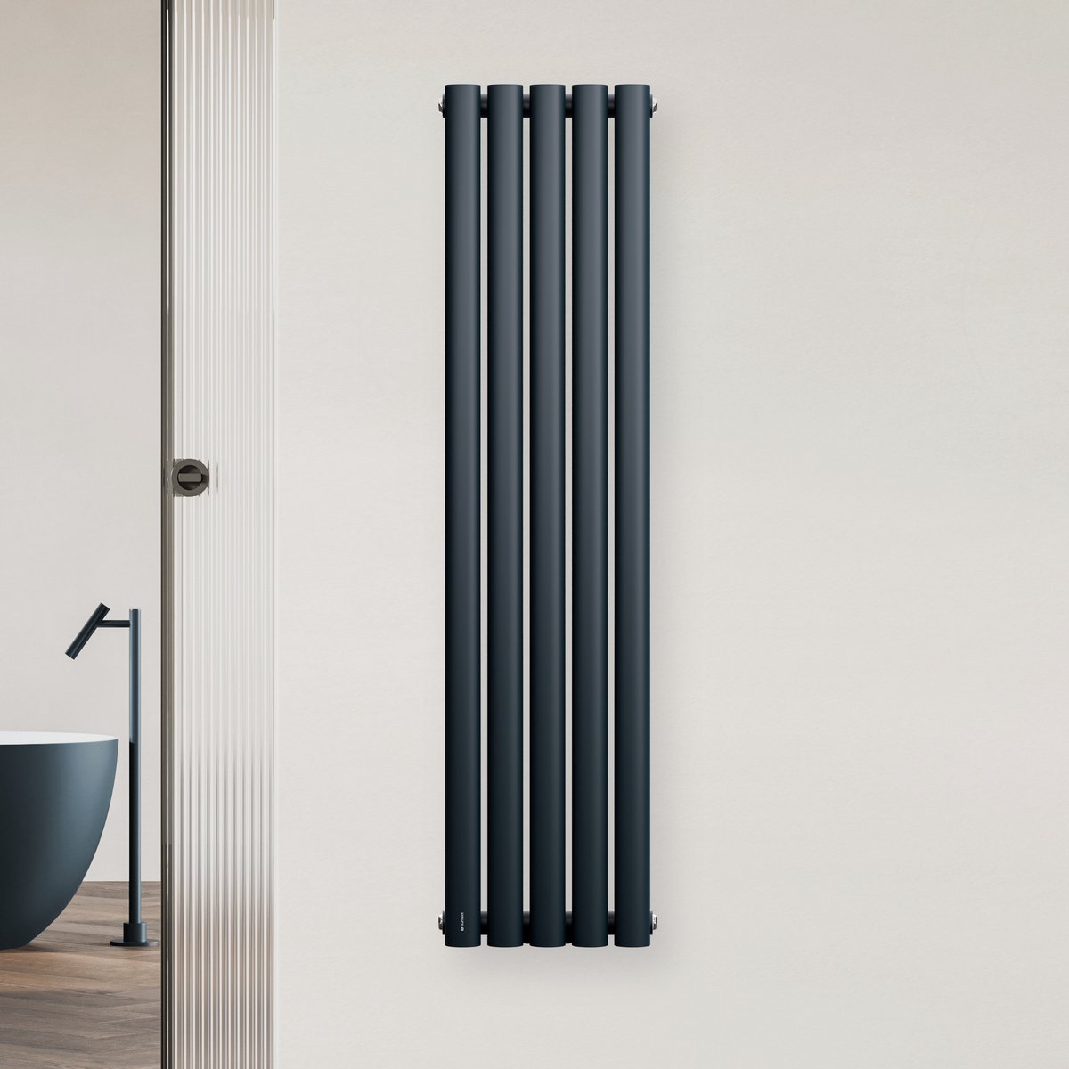 Blumfeldt Heizkörper Middenaansluiting - 420 W Wandverwarming, Staal Poedercoating, Enkel, Energiebesparende Warmwaterwerking, Designverwarming Voor Bad & Woonruimtes, 120x30 cm, Antraciet