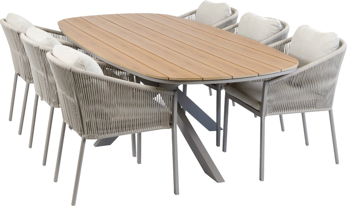 7-delige tuinset | 6 Elvira tuinstoelen (Camel) | Tuintafel Cadiz 240x115cm (Camel)