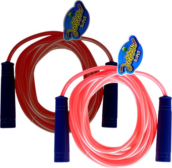 2x Lang Springtouw - Roze + Rood - 5 meter - Groepsspringtouwen