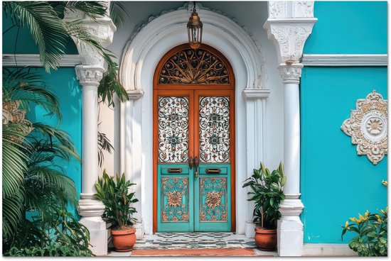 Crédence de Cuisinière en Aluminium 70x50 cm - Colonnes - Décoratives - Porte - Bleu - Écran Pare-éclaboussures pour Plaque de Cuisson - Protection Murale