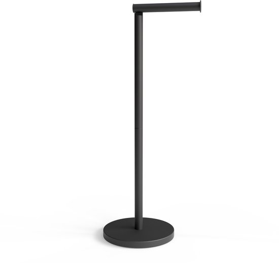 Minismus Staande Toiletrolhouder Zwart - Wc Rolhouder Zwart Voor 5 Rollen met Klikmechanisme, Toiletrolhouders Vrijstaand en Stabiel