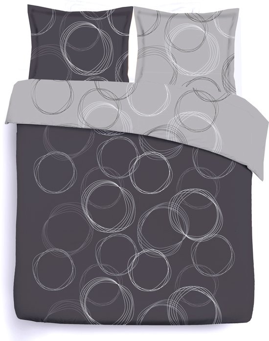 VISION Lenny - Omkeerbaar tweezijdig Dekbedovertrek met 2 bijhorende slopen -Lits-jumeaux - 240x220cm - 100% katoen