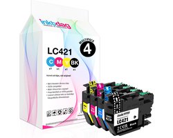 Inktdag inktcartridges multipack 4 stuks for lc421 brother inktpatronenset,LC-421 inktcartridges voor Brother DCP-J1050DW, DCP-J1140DW, MFC-J1010DW