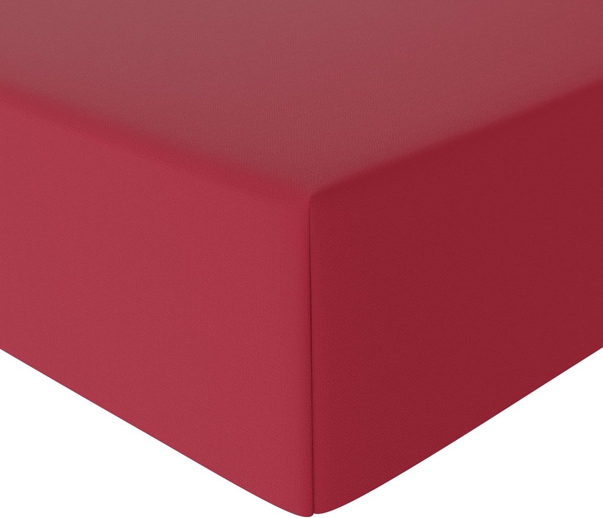 Famanu Microvezel hoeslaken, bordeauxrood, 160 x 200 x 30 cm