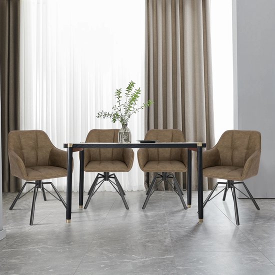 Eetkamerstoel - Eetkamerstoelen met armleuning - Eetkamer stoelen - 360° Draaibaar - Brede zitting - Vintage kunstleer - 1 stuk
