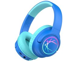 StayPowered Koptelefoon voor Kinderen - de Ultieme Kinderhoofdtelefoon met 43 Uur Speeltijd en Veilige Volumebegrenzing - Ingebouwde Verlichting - Opvouwbaar Ontwerp - USB C - Bedraad/Bluetooth - Donkerblauw - Levering Sneller dan Aangegeven!