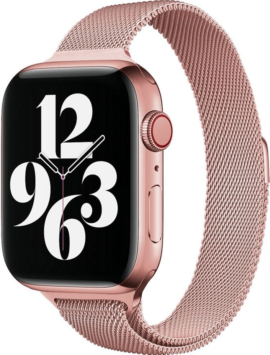 Mobigear Milanese Watch bandje geschikt voor Apple Watch Bandje Magneetsluiting | Mobigear Slim Loop - 42/41/40/38 mm - Roze
