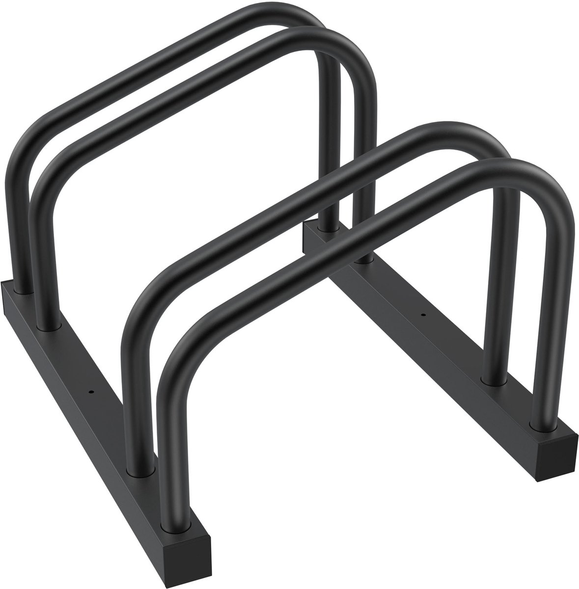 Aufun Fietsstandaard, opstelstandaard, voor op de vloer, wandmontage, metaal, ruimtebesparend, Matte spray, Zwart (voor 2 fietsen)