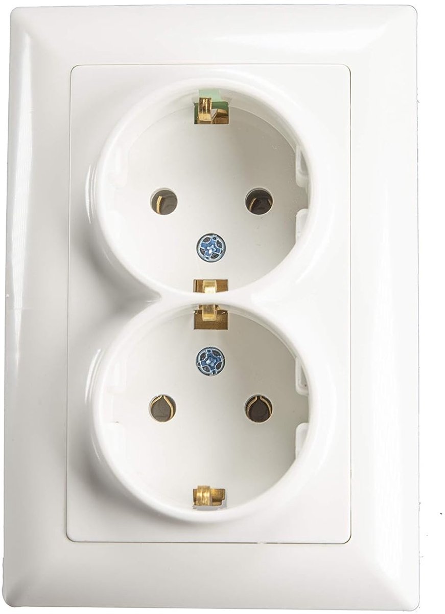 Dubbeloop Combi Stopcontact - Wit