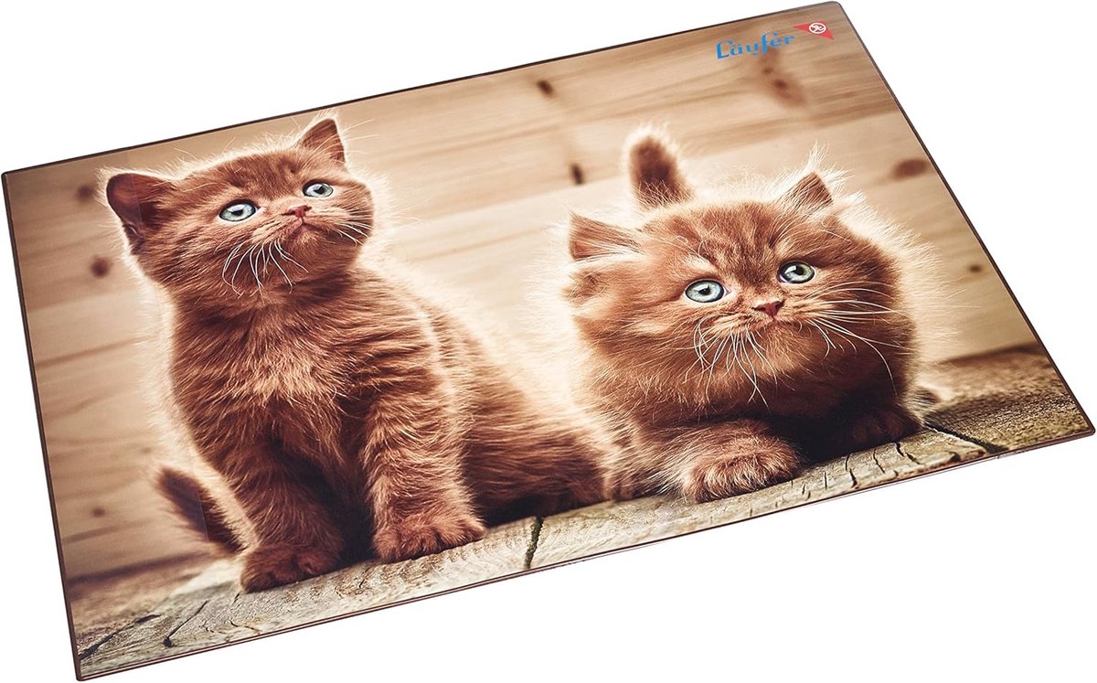 Bureauonderlegger Katten - Antislip Onderlegger voor Kinderen met Transparant Zijvak - 53 x 40 cm