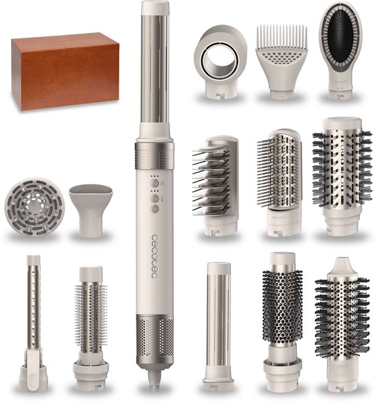 Cecotec AirGlam 14-en-1 Airstyler - Brosse sèche-cheveux, Multistyler, Hairwrap, Fer à friser, Sèche-cheveux et plus - Pour tous types de Cheveux - Comprend 14 accessoires