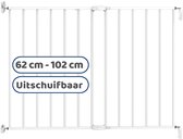 Noma Metalen Uitschuifbaar Schroefhekje | Traphek Met Boren | Veiligheidshek met Muurbevestiging | 62 tot 102cm | Kleur Wit