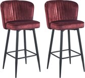 Bol.com Colenis® - Barry Barkruk - Barstoel - Set Van 2 - Bordeaux - Velvet - Fluweel - Design - Industrieel - Barkrukken aanbieding