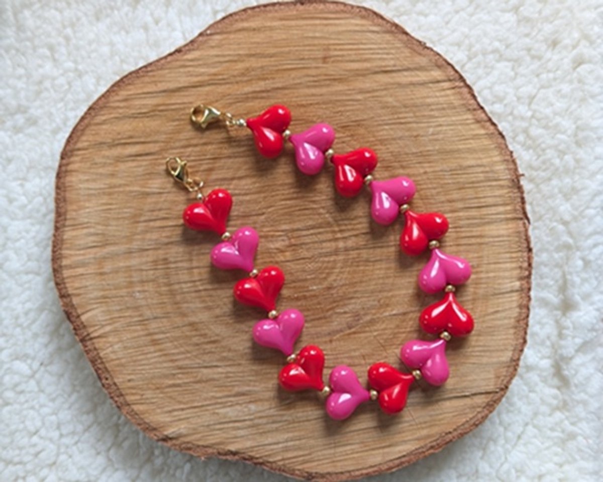 SWAN - sleutelhanger - tassenhanger - telefoonkoord - hartjes - roze - rood - goud