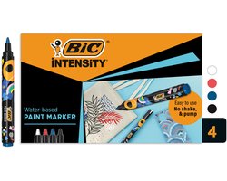 BIC Intensity Paint Markers - Verfstiften - Stiften voor Kinderen en Volwassenen - Diverse Kleuren - Watervaste Marker met Medium Punt - 4 Stuks