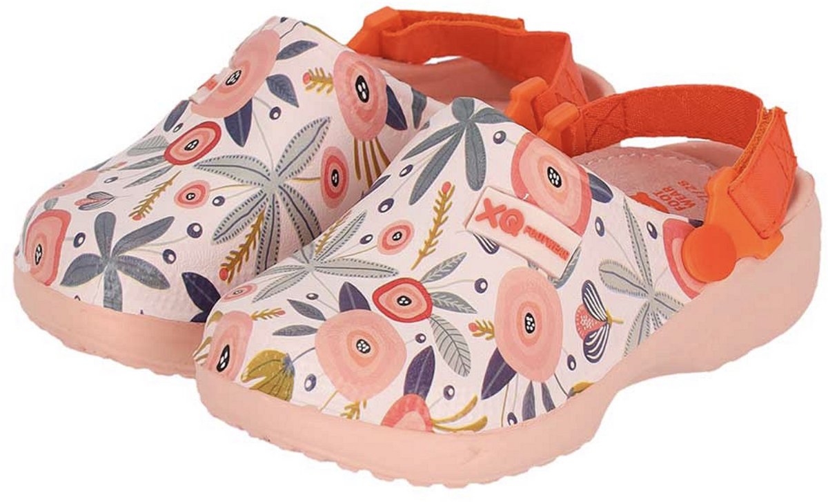 XQ Footwear - Tuinklompen - Bloemenprint - Roze - Maat 33/34