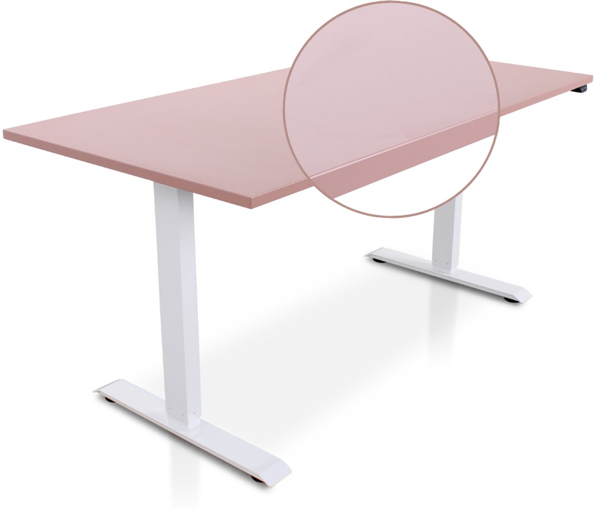 Multi Ratio Lineaflex MRC EASY Zit-Sta Bureau – Elektrisch Verstelbaar – 160x80 cm – Blad Dusty Rose – Wit Frame – Inclusief Stekkerdoos & Kabelklemmen
