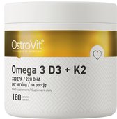 Bol.com OstroVit - Omega 3 + D3+K2 - 180 softgels - Visolie - Vitamine D3 + K2 - Supplement - 1000mg - hart botten hersenen en i... aanbieding