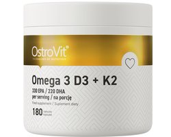 OstroVit - Omega 3 + D3+K2 - 180 softgels - Visolie - Vitamine D3 + K2 - Supplement - 1000mg - hart, botten, hersenen en immuunsysteem