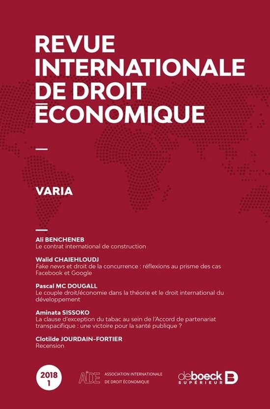 Revue internationale de droit économique - cover