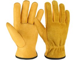1 paar werkhandschoenen van runderleer, van stevig, slijtvast leer, geschikt voor vrachtwagenchauffeurs, monteurs, tuiniers en tuingereedschappen.