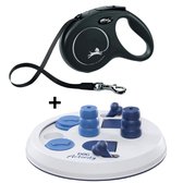 Tape chien Combideal Flexi Roll Line New Classic - Large 8 m - Zwart - Chiens actifs et de grande taille + Puzzle Intelligence d'activité canine