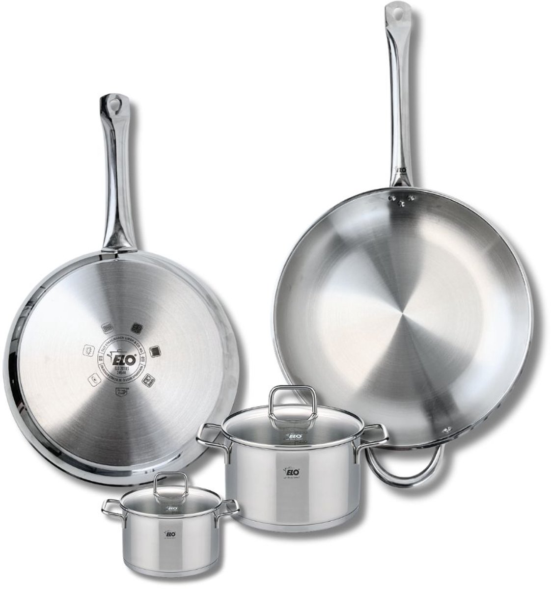 Set van 2 Bakpannen 28 en 32 cm en 2 Kookpotten 12 en 16 cm Elo Profi Citrin