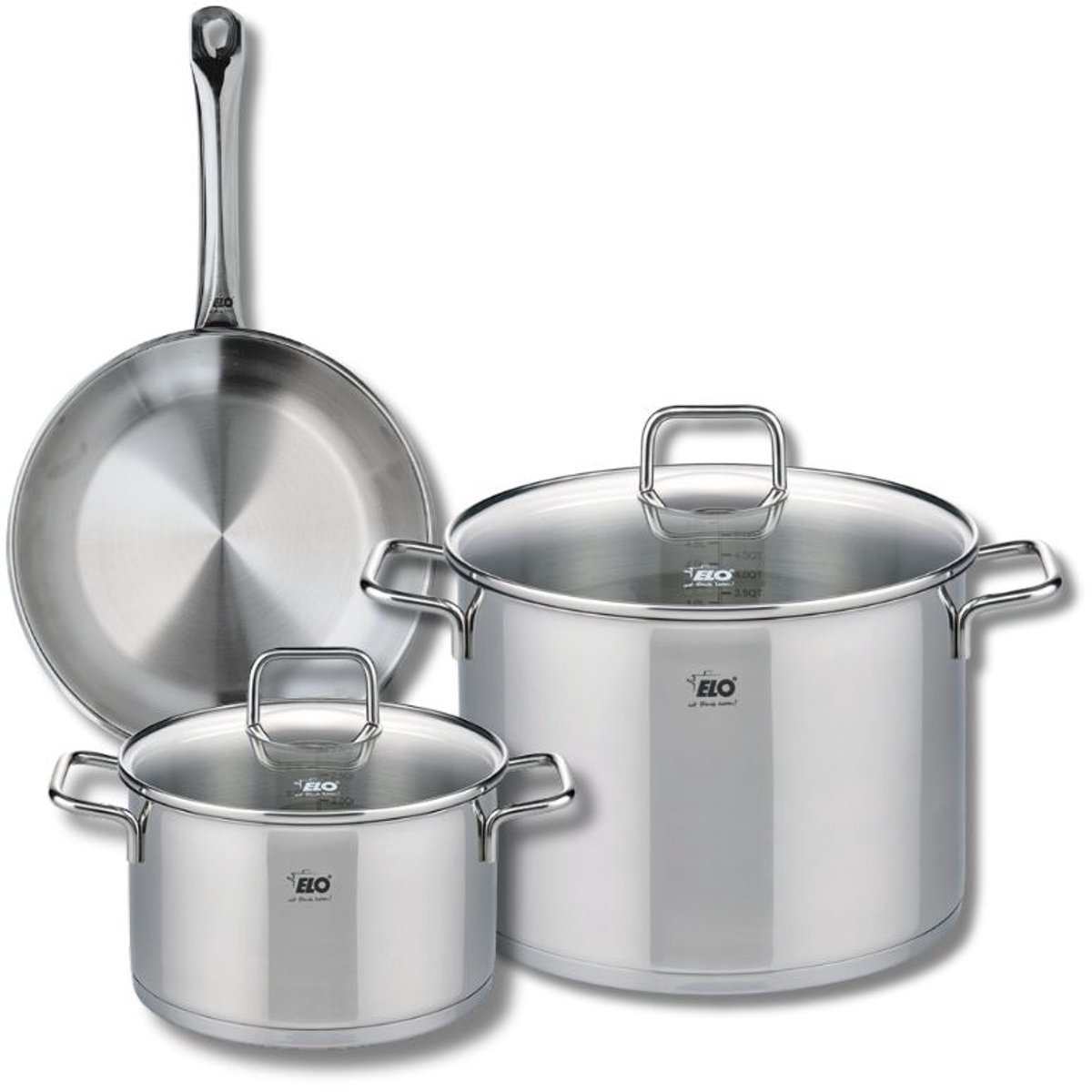 Set van 1 Koekenpan 24 cm en 2 kookpotten 20 en 26 cm Elo Profi Citrin