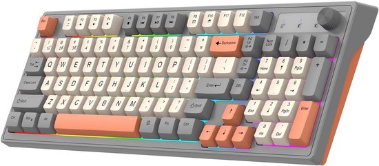 NAXSIR Draadloos Mechanisch Gaming Toetsenbord - Dual Mode (Bluetooth + 2.4G) met RGB Achtergrondverlichting - Geschikt voor PC, Mac & Gaming - Snelle Respons & Klikbare Switches