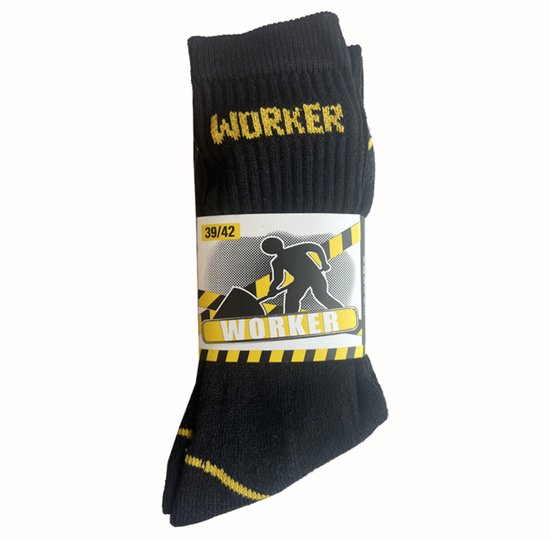 20 PACK Chaussettes de travail - Katoen - Taille 39/42 - Zwart - Antidérapantes - Chaussettes Homme - Chaussettes Femme