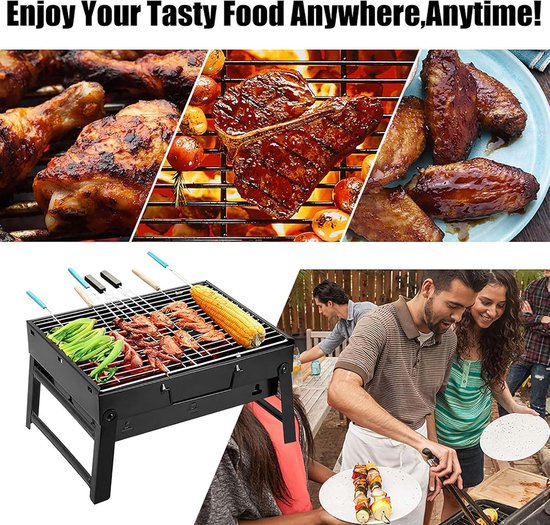 SMH LINE® Opvouwbaar Houtskoolbarbecue - Draagbaar Barbeque - Camping Grill - 43x29x22 (LxBxH) - Tafelbarbecues van SMH LINE® — afbeelding 3