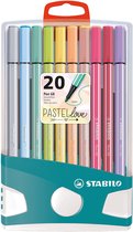 Marqueurs de couleur STABILO Pen 68 Pastel Parade - lot de 20 pièces avec clip de suspension